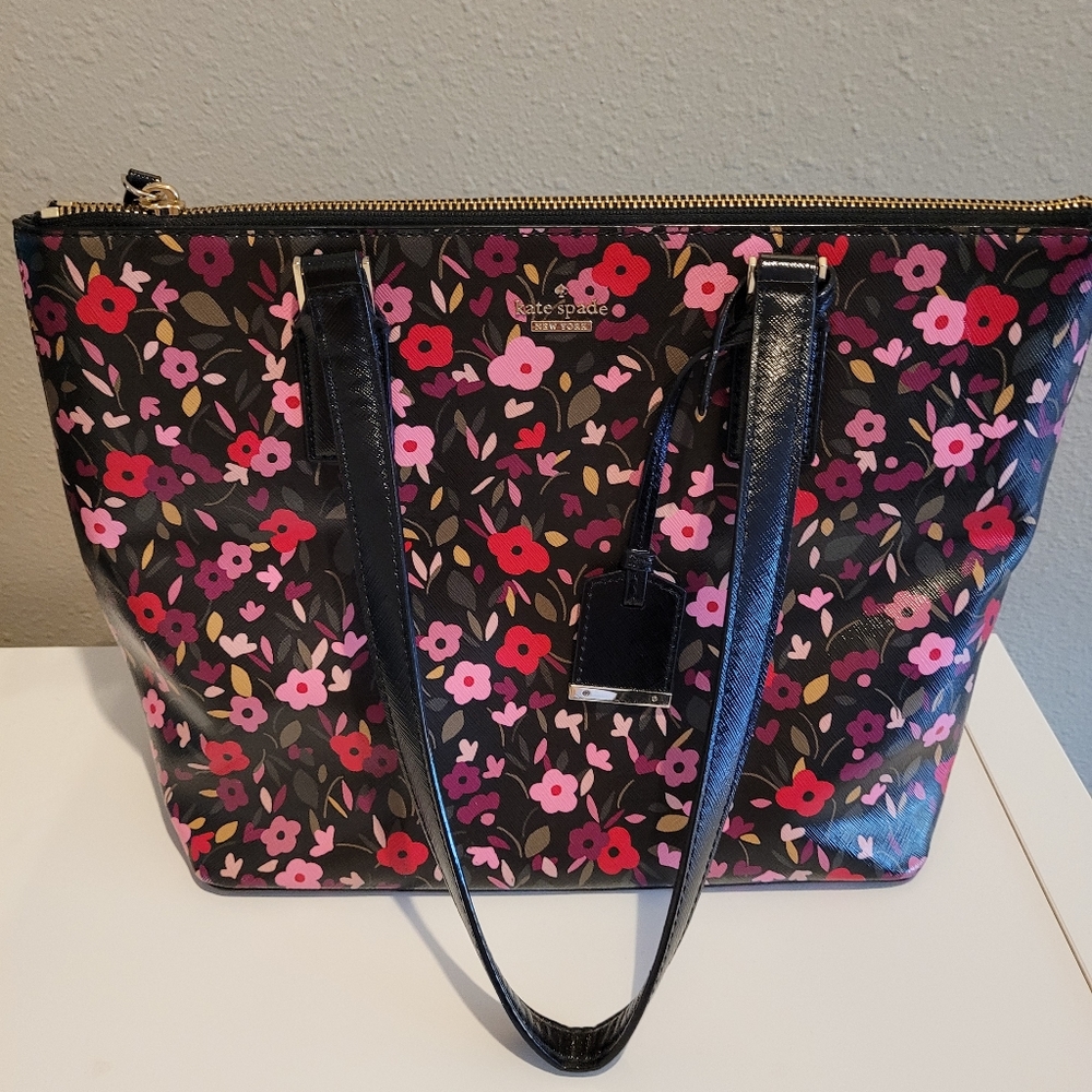 Kate Spade Black and Pink Floral Handbag